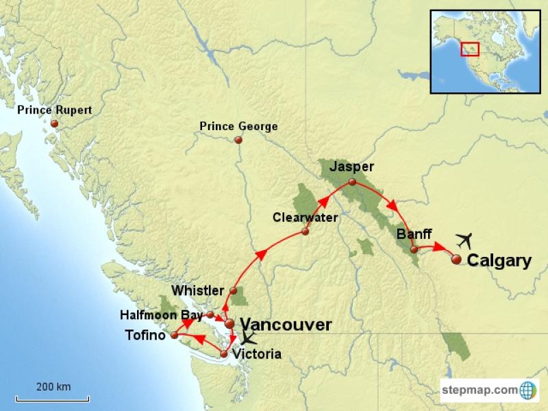 Les paysages de l'ouest canadien, de Vancouver à Calgary. Des fjords et forêts pluviales de l'île de Vancouver aux parcs de Jasper et Banff, dans les Rocheuses.