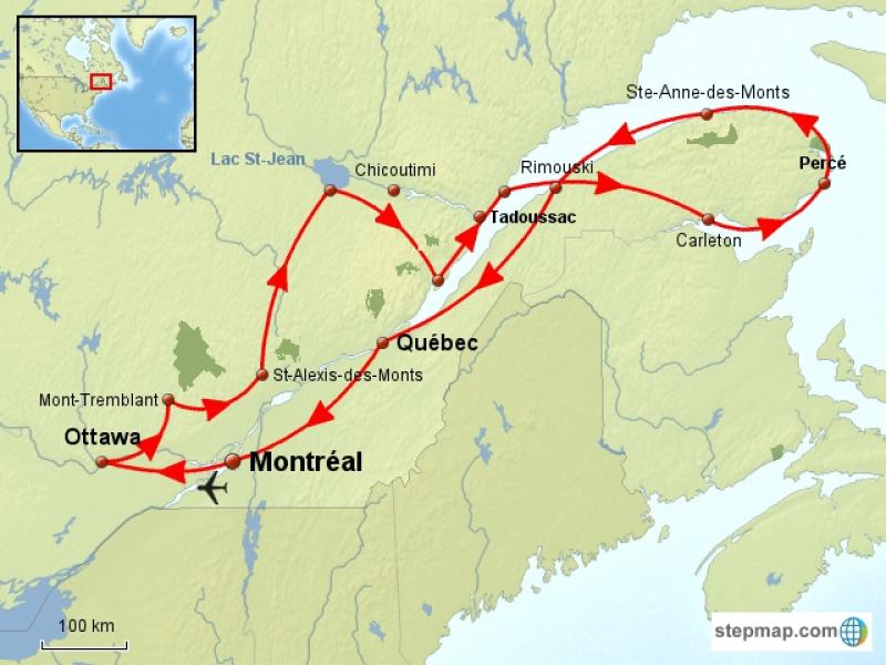 Un périple Grand Angle à travers le Québec, avec Montréal, Québec, la belle région du Charlevoix, Tadoussac et ses baleines, et la Gaspésie, si différente et si maritime. 
