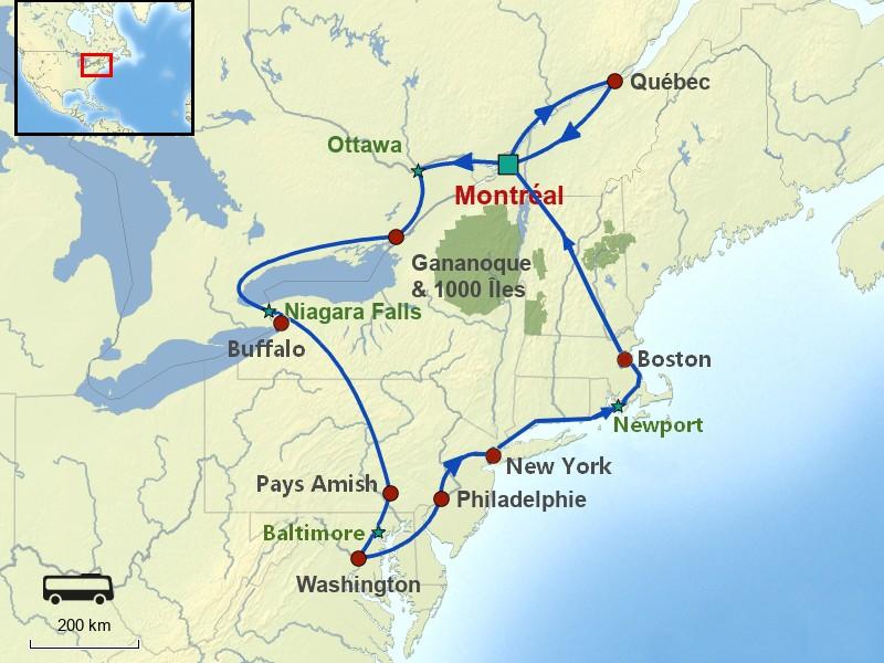 La magie du Québec et des grandes métropoles de l'Est des USA : Boston, NYC et Washington. Retour par Niagara et Ottawa. Accompagnement francophone.