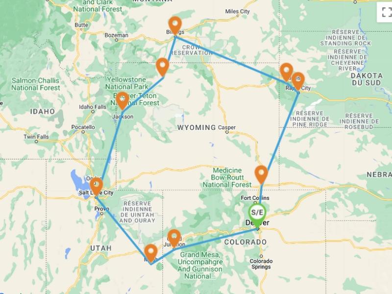 Au départ de Denver : Arches, Canyonlands, Grand Teton, Yellowstone, Badlands, Mt Rushmore... Sur les traces des pionniers. Accompagnement francophone.