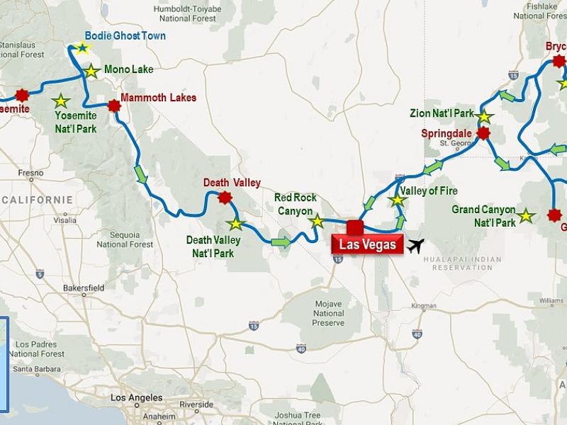 L'Ouest américain, de San Francisco aux grands parcs de l'Utah et de l'Arizona, via Yosemite, Death Valley et Las Vegas. Un itinéraire incontournable.