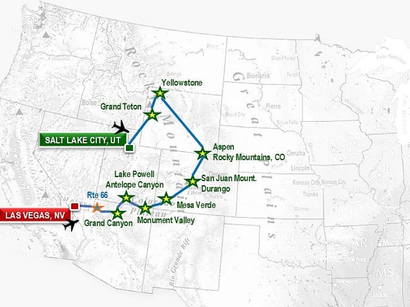 Un fabuleux périple au coeur des plus beaux parcs de l'ouest américain : Yellowstone, Grand Teton, Monument Valley, Antelope Canyon, Mesa Verde. Groupes de 6 à 12 pers.