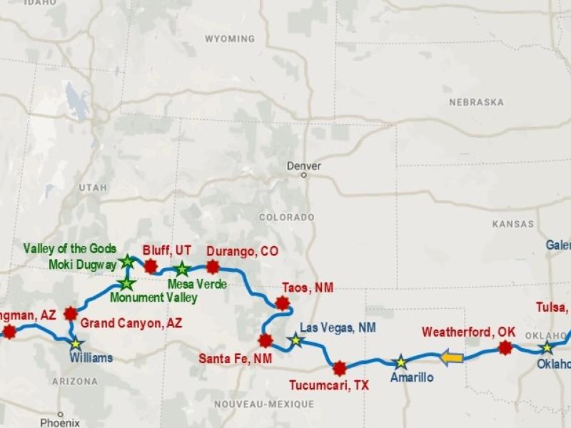 De Chicago à Santa Monica, un pèlerinage incontournable sur et autour de la Mother Road, avec les Ozarks, Santa Fe, Monument Valley, Grand Canyon et Las Vegas.