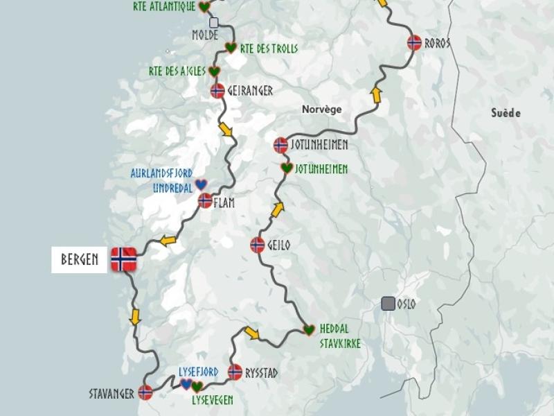 Voyage accompagné en Norvège du 29/5 au 10/6/2027, sur les plus belles routes du pays. Vols et transport de la moto (ou loc. de voiture) inclus. Ouvert aux motos et voitures!&nbsp;
