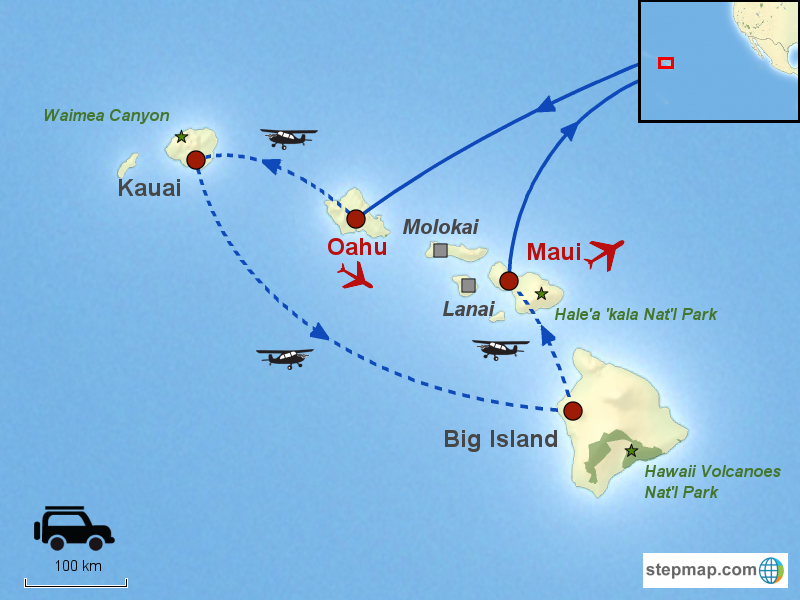 hawaii carte iles