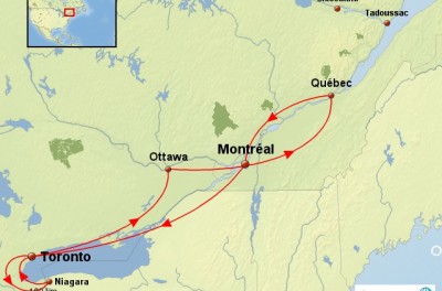 Les grandes villes de l'Ontario et du Québec en train