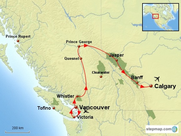 Canada / Ouest / Train / La Colombie britannique et l'Alberta en train et en car
